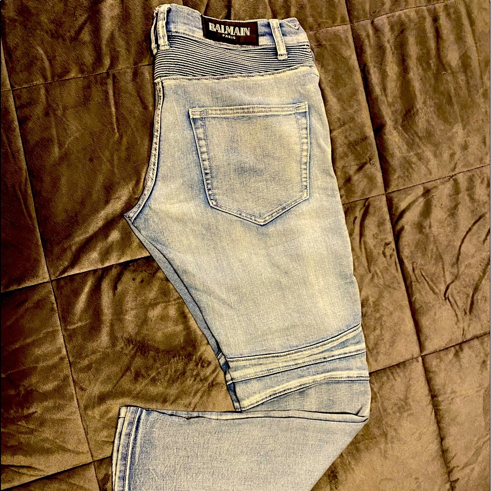 BALMAIN PARIS MENS MOTO JEANS
